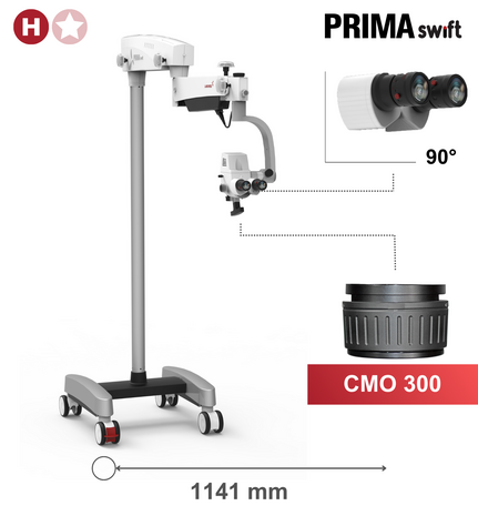 Prima Swift, floor, CMO 300 mm, Over The Shoulder, 90 degree head