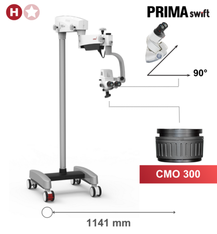 Prima Swift, floor, CMO 300 mm, Over The Shoulder, 45 degree head