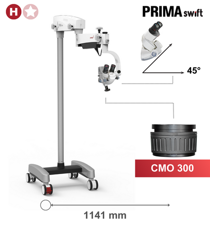 Prima Swift, floor, CMO 300 mm, Over The Shoulder, 45 degree head